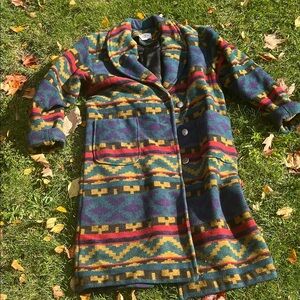 Sharon Young Aztec XL Colorful Patterned Long Coat